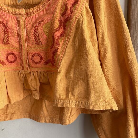 FREE PEOPLE Embroidered Iggie Woven Crop Top Cairo Combo - Picture 5 of 14